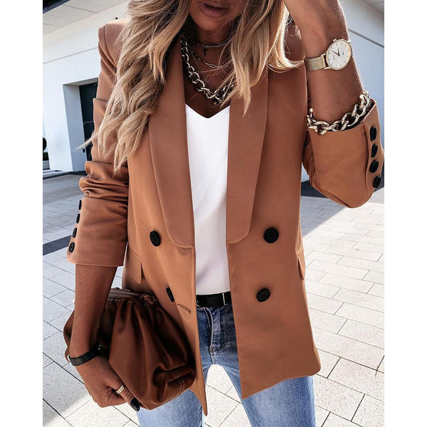 2022 New Fashion Autumn Women Blazers and Jackets Work Office Lady Suit Slim Double Breasted Business Female Blazer Coats D30