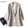 2023 Business Plaid Suits Women Work Office Ladies Long Sleeve Spring Casual Blazer