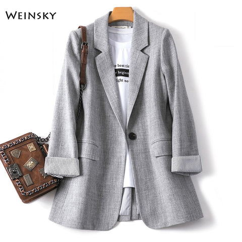2022 Business Plaid Suits Women Work Office Ladies Long Sleeve Spring Casual Blazer