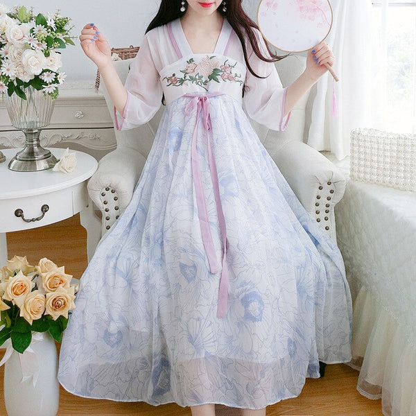2022 Women Dress Hanfu Dresses Chinese Style Embroidered Dress Summer Dress