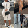 2022 Women Sexy Bodycon Dress Autumn High Collar Long Sleeve Slim Fitness Dress Elegant Ladies Casual Pencil Dress