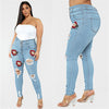 2022 High Waist Plus Size Jeans For Women Red Lips Printed Ripped Denim Pencil Pants Elastic Casual Jeans L-5XL