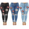 2022 High Waist Plus Size Jeans For Women Red Lips Printed Ripped Denim Pencil Pants Elastic Casual Jeans L-5XL