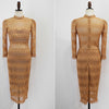 2022 Korea Slim Embroidery Out Lace Dress Women Stand Collar Seven quarter sleeve Package hip Split Dress