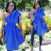 2023 Spring Summer Ruffles Blouse Women Ladies Casual One Shoulder Blue Shirt Sleeveless Backless African Tops Blusas Female