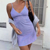 2023 Style Female Dress Floral Print V-Neck Sleeveless Dress Ladies Sexy Party Clubwear Mini Dress Purple/Black
