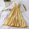 2022  Summer Women Dress V-Neck Plaid Strap Dress Sleeveless Beach Long Elegant Vintage Party Dresses Vestidos P555