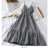 2022  Summer Women Dress V-Neck Plaid Strap Dress Sleeveless Beach Long Elegant Vintage Party Dresses Vestidos P555