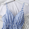 2022  Summer Women Dress V-Neck Plaid Strap Dress Sleeveless Beach Long Elegant Vintage Party Dresses Vestidos P555