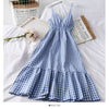 2022  Summer Women Dress V-Neck Plaid Strap Dress Sleeveless Beach Long Elegant Vintage Party Dresses Vestidos P555