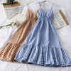 2022  Summer Women Dress V-Neck Plaid Strap Dress Sleeveless Beach Long Elegant Vintage Party Dresses Vestidos P555