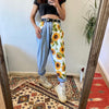 2022 Trend Sunflowers Printed Light Blue Jeans fit women young Girls soft denim long pant patchwork Harem hight waist jeans