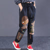 2022 Women Spring Denim Jeans Brand Vintage Cartoon Print Female Casual Frayed Pants with pockets straight Trousers