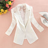 2022 Women's Blazers Notched Collar Business Suits Female Work Office Ladies Lece Hook Flower Casual Blazer Outerwear