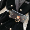 2023  Women Velvet Blazer Black Spring Double breasted With belt bag Female jacket Coat Office ladies YNZZU 9O161