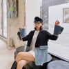 2022 spring Women Denim jacket women coat high quality Lapel Patchwork Denim Blazer Women Clothing BC835