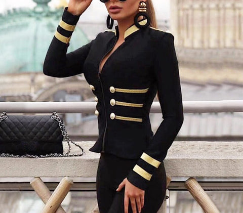 2022 Newest Women's Ladies Elegant Blazer Suit Slim Fit Jacket Stand Collar Buttons Coat Outwear Top Femme Office OL Wear
