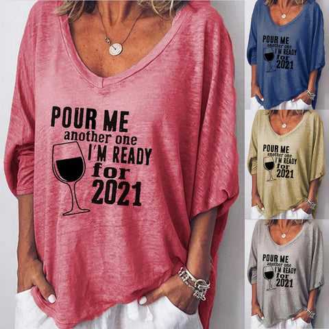 2023 Plus Size Women Letter Print Shirt Blouse Casual Summer Short Sleeve Loose Shirts Ladies Sexy V Neck Tops Blusa Streetwear