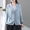 2023 Retro Autumn Cotton and Linen Suit Female Button Long-sleeved Loose Coat Short Casual Top Solid Color Cardigan Shirt y072