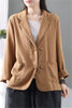 2023 Retro Autumn Cotton and Linen Suit Female Button Long-sleeved Loose Coat Short Casual Top Solid Color Cardigan Shirt y072