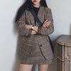 2022 Retro Plaid Blazer Set Single-breasted Jacket & Pencil Skirt 2 Pieces Skirt Suit Female Office Ladies Blazer Suit