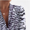 2023 Sexy Leopard Blus Wanita Kasual Lengan Panjang Mendalam V Leher Bodycon Top Wanita Elegan Kantor Wanita Blus Kemeja Mujer Blusas