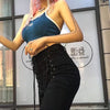 2022 Sexy Skinny Cross Lacing up High Waist Pencil Jeans Women Slim Fit Stretch Denim Pants Full Length Denim Tight Trousers