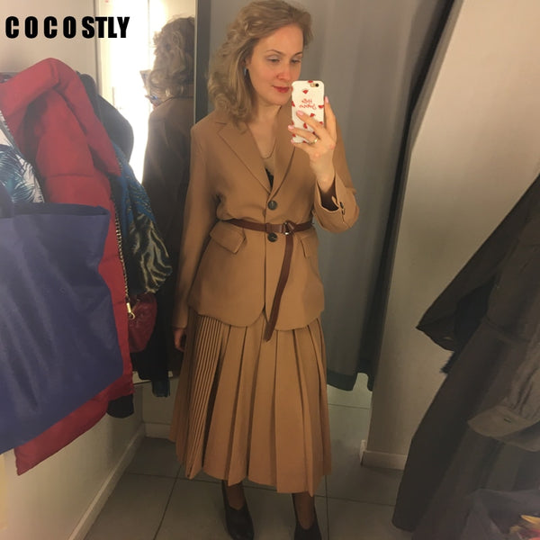 2022 Spring Autumn Korean Suit For Women Solid Casual Blazers Belt Female Blazer Coats Office Lady Single Breasted Blazer