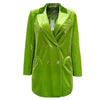 2022 Spring Autumn Women Long Sleeve Loose Elegant Blazer Jacket Female Double-Breasted Pocket Green Velvet Suit Coat
