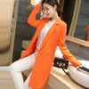 2022 Spring Autumn New Women's Long Coat Slim Elegant Blazer Jacket Plus size Solid Casual Female Blazer Orange Green Black 3XL