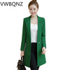 2022 Spring Autumn New Women's Long Coat Slim Elegant Blazer Jacket Plus size Solid Casual Female Blazer Orange Green Black 3XL