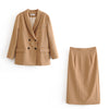 2022 Spring Autumn Women Blazers Suits Doule Breasted Pink Blazer High Waist Skirt Office Lady Sets Two-piece Coat Suit