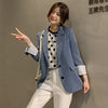 2022 Spring Blue Blazer Women Korean Style Casual Blazer Elegant Single Breasted Official Ladies Jacket