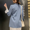 2022 Spring Blue Blazer Women Korean Style Casual Blazer Elegant Single Breasted Official Ladies Jacket