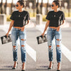 2022 Spring Hole Ripped Jeans Women Destroyed Cool Denim Mid Waist Skinny Jeans Pants Summer Slim Pencil Jeans Trousers