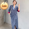 2022 Spring Sweet Long High-quality Blazer Ladies Office Suits Outwear Irregular Hip Skirt Piece Set QV23205