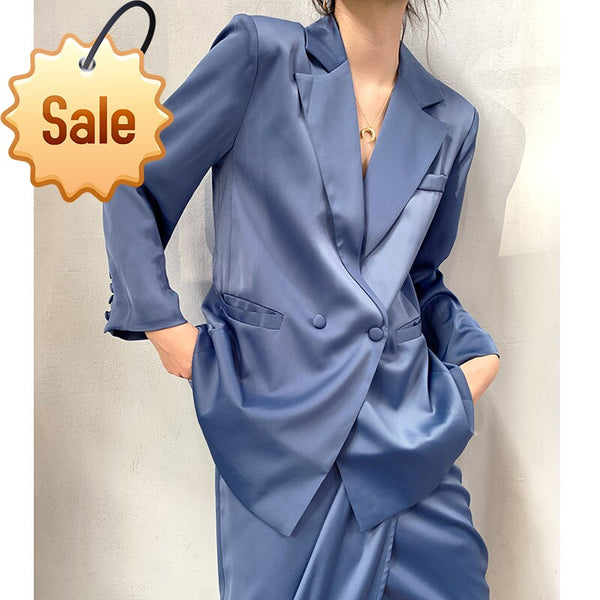 2022 Spring Sweet Long High-quality Blazer Ladies Office Suits Outwear Irregular Hip Skirt Piece Set QV23205