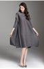 2022 Spring Turtleneck Women Dress Miyak Pleated Design Solid loose large size Female Knee-length Dress Tide