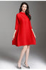 2022 Spring Turtleneck Women Dress Miyak Pleated Design Solid loose large size Female Knee-length Dress Tide