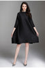 2022 Spring Turtleneck Women Dress Miyak Pleated Design Solid loose large size Female Knee-length Dress Tide