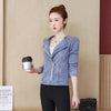 2022 Spring and Autumn Korean Elastic Denim Slim Short Coat Long Sleeve Beaded Jacket Female Zipper Jeans Suit Jacket K355