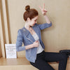 2022 Spring and Autumn Korean Elastic Denim Slim Short Coat Long Sleeve Beaded Jacket Female Zipper Jeans Suit Jacket K355