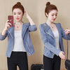 2022 Spring and Autumn Korean Elastic Denim Slim Short Coat Long Sleeve Beaded Jacket Female Zipper Jeans Suit Jacket K355