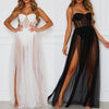 2022 Summer Dress Womens Sexy Perspective Mesh Gauze Sleeveless Backless Party Dress Black White Long Maxi Dresses Beach Dress