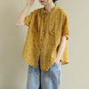 2023 Summer Arts Style Women Short Sleeve Loose Polka Dot Shirts all-matched Casual Turn-down Collar Vintage Blouses S891