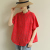 2023 Summer Arts Style Women Short Sleeve Loose Polka Dot Shirts all-matched Casual Turn-down Collar Vintage Blouses S891