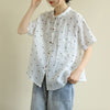 2023 Summer Arts Style Women Short Sleeve Loose Polka Dot Shirts all-matched Casual Turn-down Collar Vintage Blouses S891