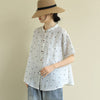 2023 Summer Arts Style Women Short Sleeve Loose Polka Dot Shirts all-matched Casual Turn-down Collar Vintage Blouses S891