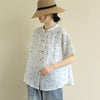 2023 Summer Arts Style Women Short Sleeve Loose Polka Dot Shirts all-matched Casual Turn-down Collar Vintage Blouses S891