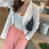 2023 Summer Korean Lace Blazer Women's Commuting Double-breasted Sexy Lace Coat Notched collar Casual OL Outwear